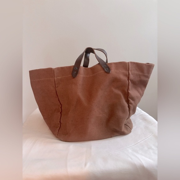 Tampico Handbags - Tampico made in France cotton burlap leather tote bag